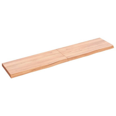 Berkfield Wall Shelf Light Brown 140X30X4 Cm Treated Solid Wood Oak - image 1