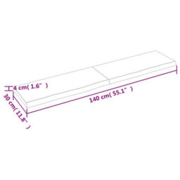 Berkfield Wall Shelf Light Brown 140X30X4 Cm Treated Solid Wood Oak - thumbnail 5