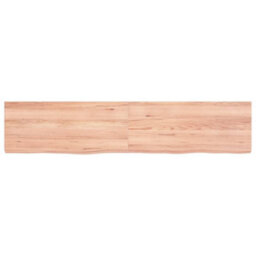 Berkfield Wall Shelf Light Brown 140X30X4 Cm Treated Solid Wood Oak - thumbnail 2