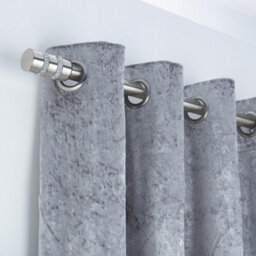 A.unique Home Diamante Barrel Metal Extendable Curtain Pole With Rings And Fittings (25/28mm) - Brushed Steel, 70Cm-120Cm  Approx - thumbnail 4