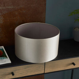 380mm Mink Satin Fabric Cylinder Lamp Shade - Rolled Edge - 10W E27 Led - thumbnail 3