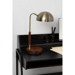 Orsina Wooden Base Antique Brass Finish Task Lamp, Linear Tube Design Bedside Table Light, Sleek Lamp On A Table - thumbnail 4