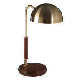 Orsina Wooden Base Antique Brass Finish Task Lamp, Linear Tube Design Bedside Table Light, Sleek Lamp On A Table - thumbnail 2