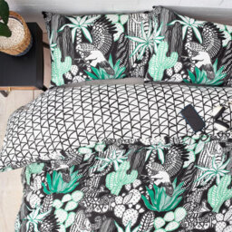Style Lab Arizona Jungle Leaf Reversible Duvet Cover Set, Double, Black - thumbnail 3