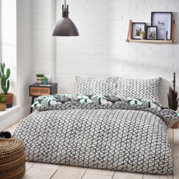 Style Lab Arizona Jungle Leaf Reversible Duvet Cover Set, Double, Black - thumbnail 2