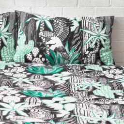 Style Lab Arizona Jungle Leaf Reversible Duvet Cover Set, Double, Black - thumbnail 4