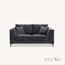 Aluxo Lenox Modern Boucle 2 Seater Sofa Loveseat Steel Mermaid Velvet Grey Soft Cushion - thumbnail 7