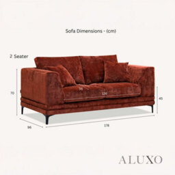 Aluxo Lenox Modern Boucle 2 Seater Sofa Loveseat Steel Mermaid Velvet Grey Soft Cushion - thumbnail 6