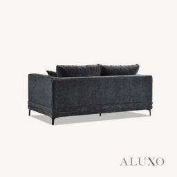 Aluxo Lenox Modern Boucle 2 Seater Sofa Loveseat Steel Mermaid Velvet Grey Soft Cushion - thumbnail 9