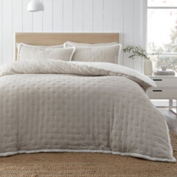 Catherine Lansfield Cosy Nori Soft Sherpa Single Duvet Cover Set With Pillowcase Cream