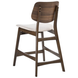 Wyld And Coco Set Of 2 Retro Bar Chairs - Brown And Off-White Bouclé Upholstery, Rubberwood Legs - thumbnail 5