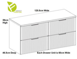 Impact Furniture White Bathroom Double Vanity Unit With Oak Countertop Sink Basin Wall Storage Cabinet Set Ribbed Fluted Furniture Adel - thumbnail 7