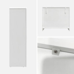 Sweeek - 90Cm Sideboard With A White Wooden Effect And 4 Compartments Thessa White 90X24X80.5 Cm - thumbnail 3