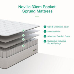 Novilla 30Cm Medium Memory Foam Pocket Sprung Mattress - thumbnail 7