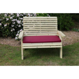 Churnet Valley Garden Furniture Ltd Ergonomical 2 Seater Bench, Wooden Furniture - L75 X W120 X H105 Cm - Partially Assembled - Set Of Waterproof Cushions Included - thumbnail 2