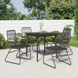 Berkfield 5 Piece Garden Dining Set Black Pvc Rattan