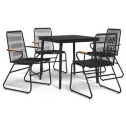 Berkfield 5 Piece Garden Dining Set Black Pvc Rattan - thumbnail 2