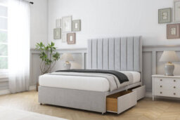 "Comfort Tokyo Silver Plush Divan Bed Base 2 Drawers Same Side - 54"" Floor Standing  3' Single"