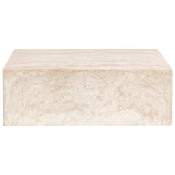 Wyld And Coco Travertine Effect Coffee Table Beige Veneer Top Water Transfer Finish, W66 X L90 X H30Cm - thumbnail 1