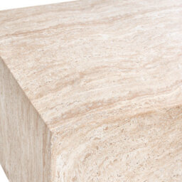 Wyld And Coco Travertine Effect Coffee Table Beige Veneer Top Water Transfer Finish, W66 X L90 X H30Cm - thumbnail 4