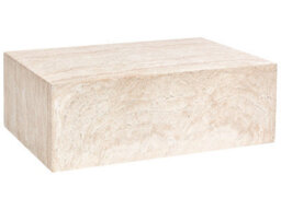 Wyld And Coco Travertine Effect Coffee Table Beige Veneer Top Water Transfer Finish, W66 X L90 X H30Cm - thumbnail 3