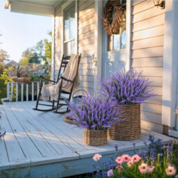 Amorly 32Pcs Purple Artificial Lavender Flowers Outdoor Uv Resistant Fake Flowers No Fade Faux Plastic Plants Window Box Decorating - thumbnail 4