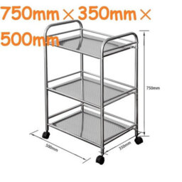 Stainless Sliver 75Cmx35Cmx50Cm Heavy Duty Metal 3 Tier Side Trolley Cart Shelf Rack Beauty Salon Bbq Hotpot - thumbnail 3