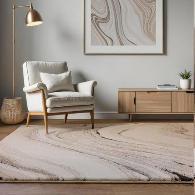 Furniturebox Uk Quartz Beige Marbled Rug 120X170 - image 1