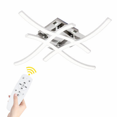 Shopnbits 24W Led Wave Ceiling Light With Remote Control, 3 Colour Dimmable Silver Flush Mount For Living Room & Bedroom - image 1