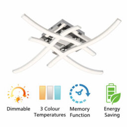 Shopnbits 24W Led Wave Ceiling Light With Remote Control, 3 Colour Dimmable Silver Flush Mount For Living Room & Bedroom - thumbnail 2
