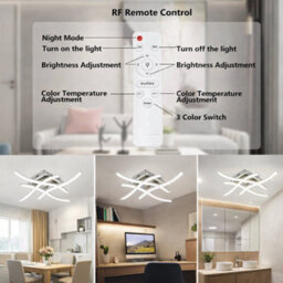Shopnbits 24W Led Wave Ceiling Light With Remote Control, 3 Colour Dimmable Silver Flush Mount For Living Room & Bedroom - thumbnail 5