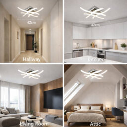 Shopnbits 24W Led Wave Ceiling Light With Remote Control, 3 Colour Dimmable Silver Flush Mount For Living Room & Bedroom - thumbnail 6