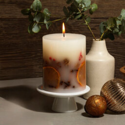 The Handmade Christmas Co Luxury Handmade Winter Botanical Christmas Pillar Candle - 1 Wick Candle (820G) - thumbnail 1