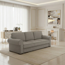 Bukiet Sofa Bed For Living Room With Sleeping Function Storage Compartment Wood Frame 256X103X95Cm 147X200Cm Light Grey - thumbnail 3