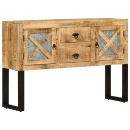 Berkfield Industrial Sideboard 110X30X74 Cm Rough Mango Wood - thumbnail 2