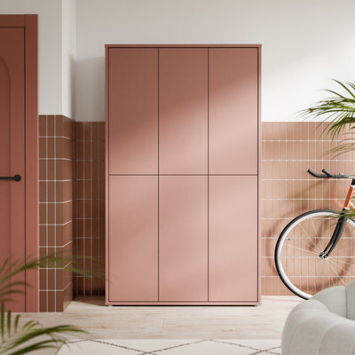 Furniture To Go Alice Springs Tall Shoe Cabinet With 6 Doors Push-To-Open In Terracotta - image 1