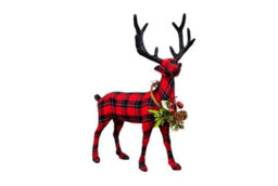 Shatchi Tartan Reindeer 35Cm - Decorative Free Standing Figurine - thumbnail 1