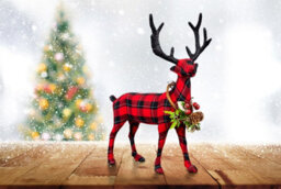Shatchi Tartan Reindeer 35Cm - Decorative Free Standing Figurine - thumbnail 3