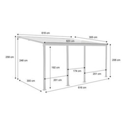 Sweeek - 3X6M Aluminium Lean-To Pergola With Gutter Avenio Anthracite 618X303X258 Cm - thumbnail 4