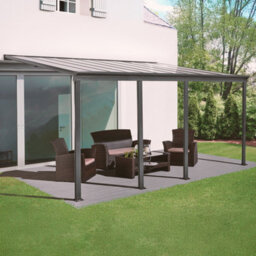Sweeek - 3X6M Aluminium Lean-To Pergola With Gutter Avenio Anthracite 618X303X258 Cm - thumbnail 1