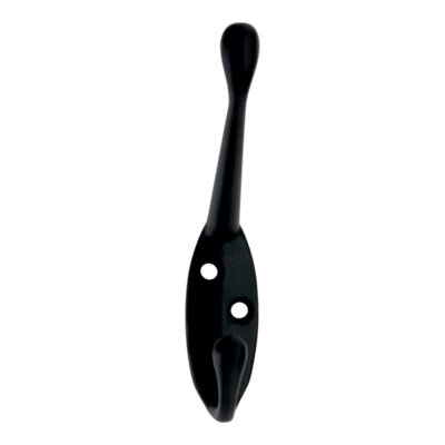 GoodHome Black Zinc Alloy Wall-Mounted Hat & Coat Hook (H)57.5mm (D)100mm - image 1