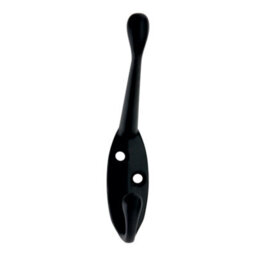 GoodHome Black Zinc Alloy Wall-Mounted Hat & Coat Hook (H)57.5mm (D)100mm - thumbnail 1