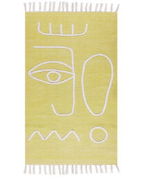 Wyld And Coco Area Handwoven Yellow Rug 80 X 150 Cm - Boho Abstract Flatwoven With Tassels - thumbnail 1
