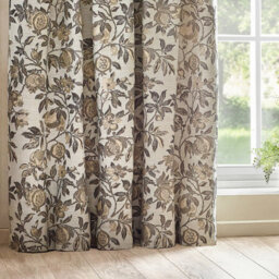 Wylder Pomegranate Jacquard Floral Room Darkening Pencil Pleat Curtain Pair Natural (W)229Cm X (D)229Cm - thumbnail 3