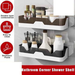 2X Adhesive Shower Caddy Shelf Bathroom Wall Storage Organizer