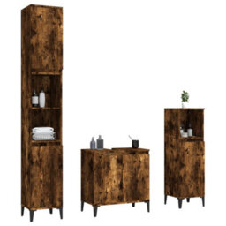 Berkfield 3 Piece Bathroom Furniture Set Smoked Oak Engineered Wood - thumbnail 4