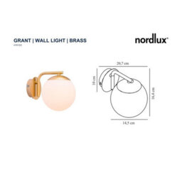 Nordlux Grant Glass Wall Light  Brass,plug In Or Mains - thumbnail 5