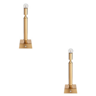 Loops Elegant Brushed Aged Brass Touch Dimmer Table Lamps - 2 Pack Portable Led Lighting - image 1