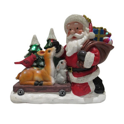 SecureFix Direct Light Up Santa Animal Christmas Figurine (Xmas Festive Led Ornament Decoration)