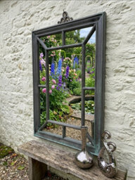 60X76Cm Rectangle Antique Window Wall Mirror Stylish Black Silver - thumbnail 3